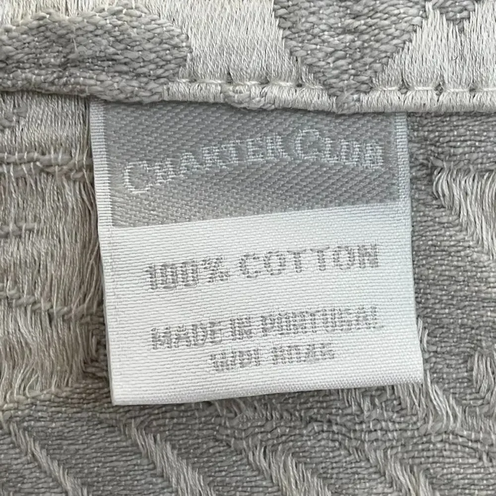 Charter Club Cotton Light Grey Coverlet 96